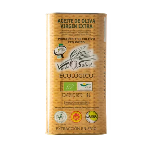 Aceite de oliva virgen extra ecológico Verde Salud en lata de 5 litros, extracción en frío